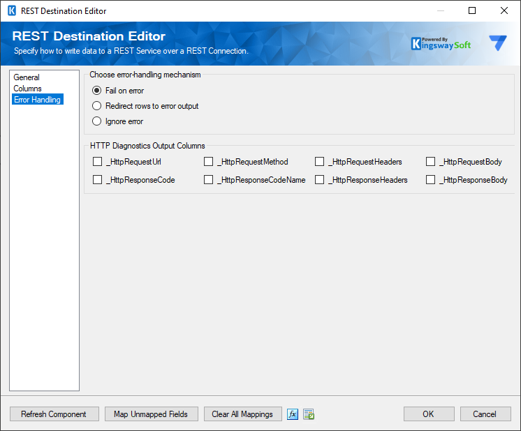 SSIS REST Google AppSheet Destination Component - Error Handling
